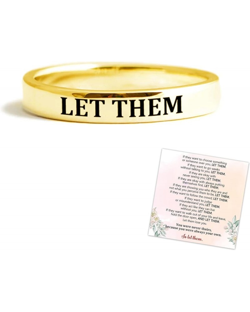 Let Them Ring, Let Them Stainless Steel Inspirational Ring, Motivational Engraved Stackable Band Ring for Women, Inspirationa...