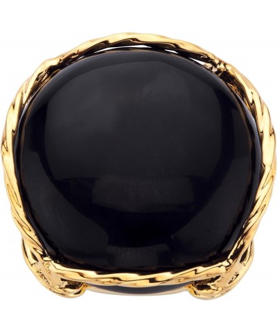 PalmBeach Jewelry Yellow Gold-Plated Natural Black Onyx or Genuine Brown Tiger Eye Pillow Ring Black Onyx $31.76 Rings