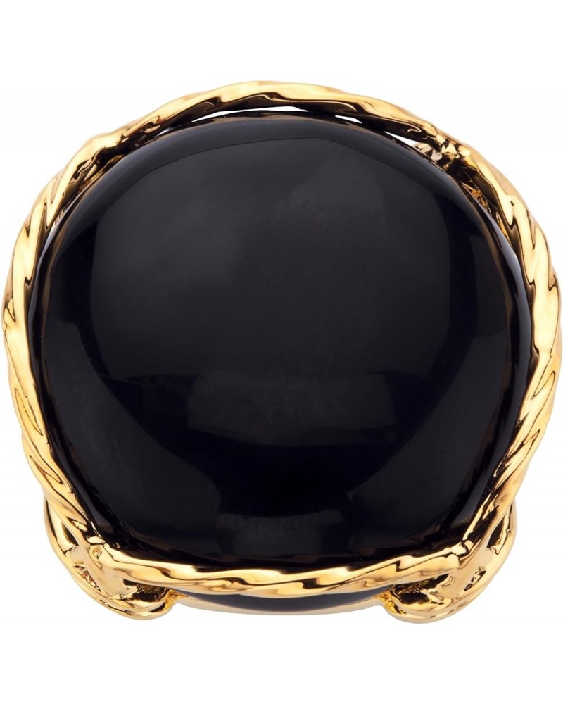 PalmBeach Jewelry Yellow Gold-Plated Natural Black Onyx or Genuine Brown Tiger Eye Pillow Ring Black Onyx $31.76 Rings