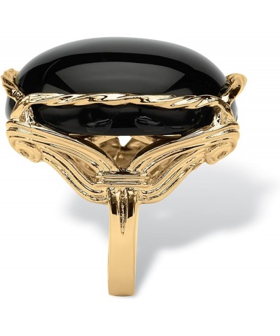 PalmBeach Jewelry Yellow Gold-Plated Natural Black Onyx or Genuine Brown Tiger Eye Pillow Ring Black Onyx $31.76 Rings