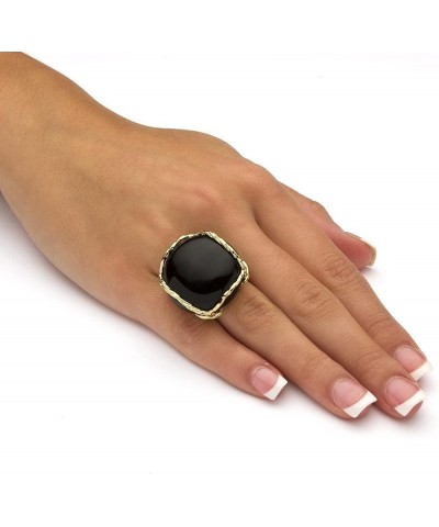 PalmBeach Jewelry Yellow Gold-Plated Natural Black Onyx or Genuine Brown Tiger Eye Pillow Ring Black Onyx $31.76 Rings