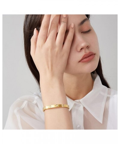 18K Gold Plated Love Friendship Bracelet with Cubic Zirconia Stones Bangle Cuff Best Gifts with Crystal for Mother's Day Vale...