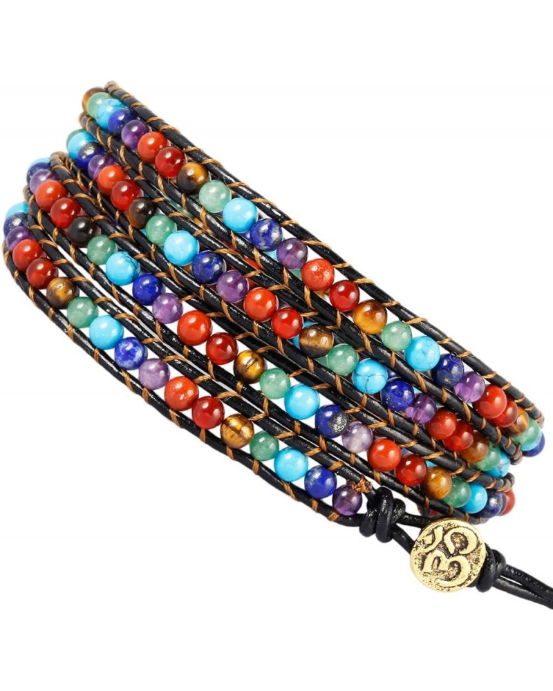 Wrap Bracelets Beads Bohemian Woven Leather Friendship Bracelet Healing Crystal Stone Jewelry mix stone $10.25 Bracelets