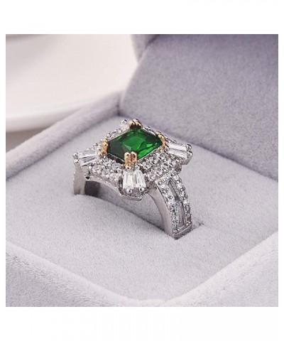 Luxury Jewelry 925 Sterling Silver Emerald Ring Shiny Complete CZ Diamond Ring Cubic Exquisite Cut CZ Diamond Female Ring Ann...