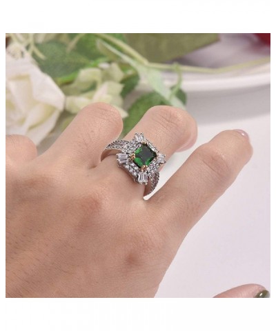 Luxury Jewelry 925 Sterling Silver Emerald Ring Shiny Complete CZ Diamond Ring Cubic Exquisite Cut CZ Diamond Female Ring Ann...