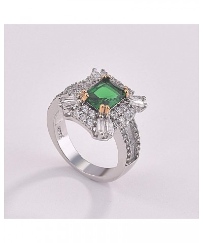 Luxury Jewelry 925 Sterling Silver Emerald Ring Shiny Complete CZ Diamond Ring Cubic Exquisite Cut CZ Diamond Female Ring Ann...