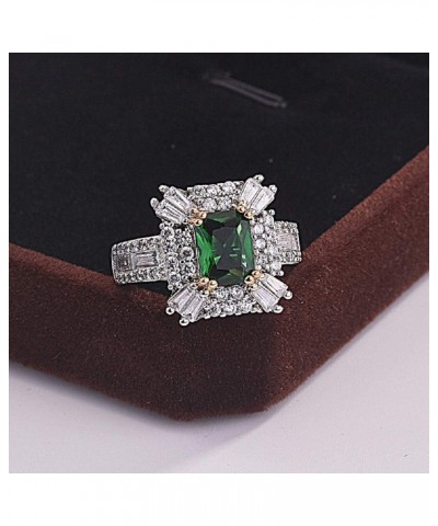 Luxury Jewelry 925 Sterling Silver Emerald Ring Shiny Complete CZ Diamond Ring Cubic Exquisite Cut CZ Diamond Female Ring Ann...