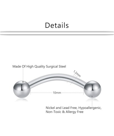 16G Stainless Steel Daith Rook Earring 8mm 10mm Curved Barbell Eyebrow Rings Piercing Jewelry for Women Men 3Style C -10mm(Ba...