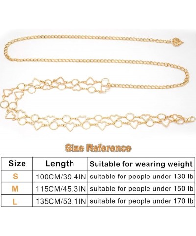 Long Tassel Waist Chain Belt for Women, Adjustable Metal Body Belly Belt Chain for Dress Gold Double Heart L: (Fit Waist 130c...