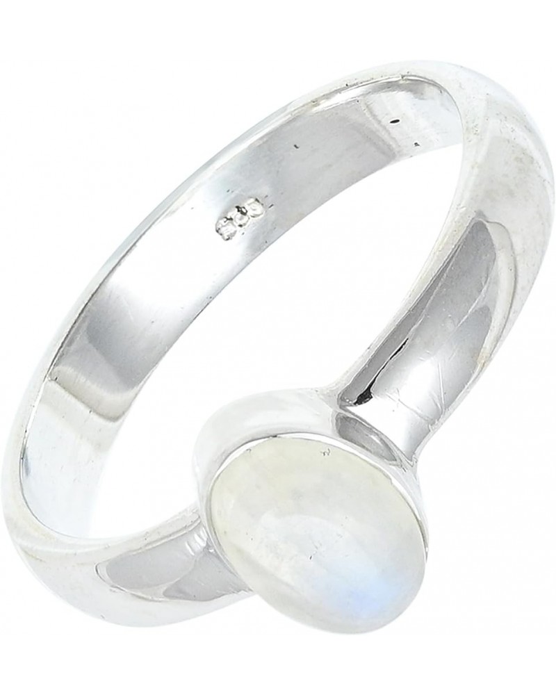 Silver Gemstone Silver Band Ring for Women Solid 925 Sterling Silver Ring Handmade Jewelry ERG-127 Moonstone $13.44 Rings