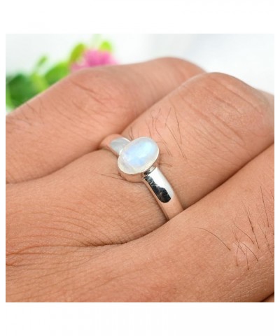 Silver Gemstone Silver Band Ring for Women Solid 925 Sterling Silver Ring Handmade Jewelry ERG-127 Moonstone $13.44 Rings