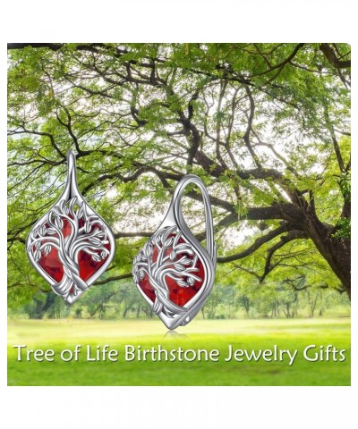 Tree of Life Birthstone Earrings Sterling Silver Birthstone Leverback Earrings Tree of Life Jewelry Gifts for Women Teens Bir...