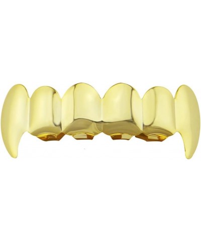 Teeth Grillz 14k Gold Plated Top and Bottom Grills Set Shiny Hip Hop Teeth Grillz + Extra Molding Bars 1pcs gold color A styl...