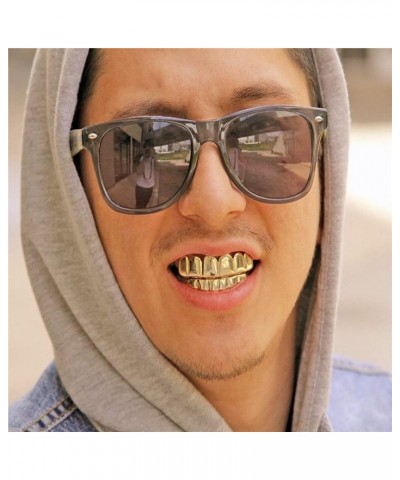 Teeth Grillz 14k Gold Plated Top and Bottom Grills Set Shiny Hip Hop Teeth Grillz + Extra Molding Bars 1pcs gold color A styl...