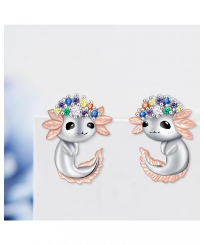 Axolotl/Highland Cow/Panda/Giraffe Stud Earrings 925 Sterling Silver Cute Animal Earrings with with Colored Zircon Animal Jew...