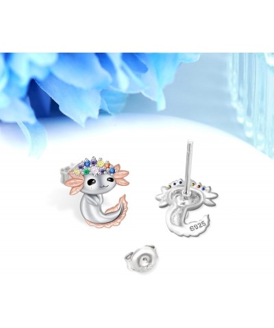 Axolotl/Highland Cow/Panda/Giraffe Stud Earrings 925 Sterling Silver Cute Animal Earrings with with Colored Zircon Animal Jew...