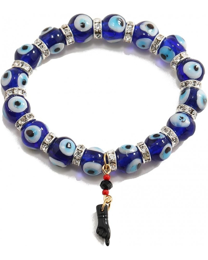 Lucky Colorful Turkish Evil Eye Bead Bracelet Black Azabache Hand Figa Kabbalah Stretchy Bracelet for Women Men Girl Boy Teen...