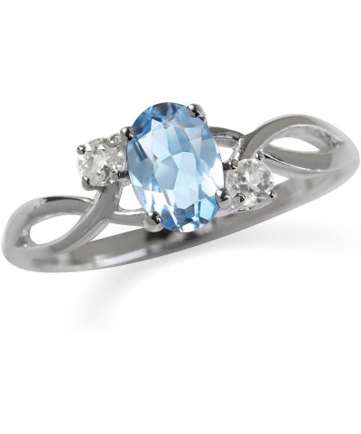 7x5mm Oval Shape White Gold Plated 925 Sterling Silver Engagement Ring Genuine Blue Topaz & White Topaz 7 $11.83 Rings