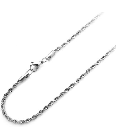 Stainless Steel Hypoallergenic Twisted Singapore Rope Chain Necklace Silver 24.0 Inches $8.99 Necklaces