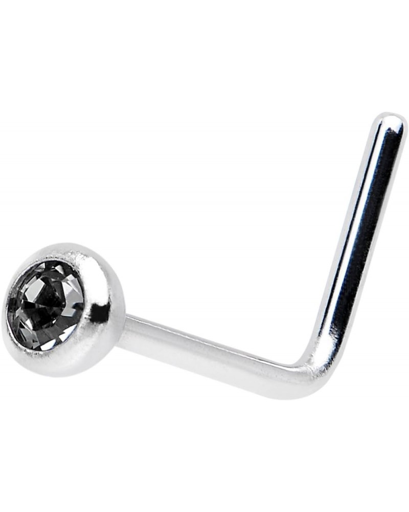 Steel Black Press Fit L Shaped Nose Stud Ring Created with Crystal 22 Gauge 1/4 $7.66 Body Jewelry