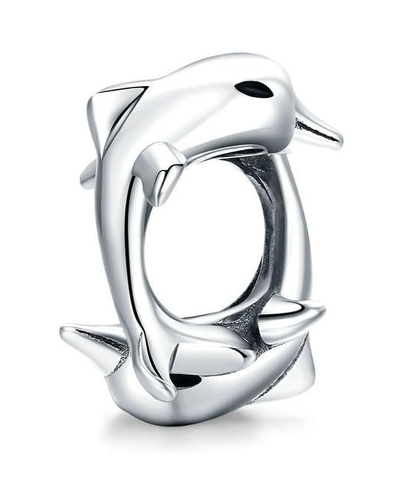 Family Dolphin Charm 925 Sterling Silver Animal Charm Ocean Charm for Charms Bracelet(Silver) Silver $10.43 Bracelets