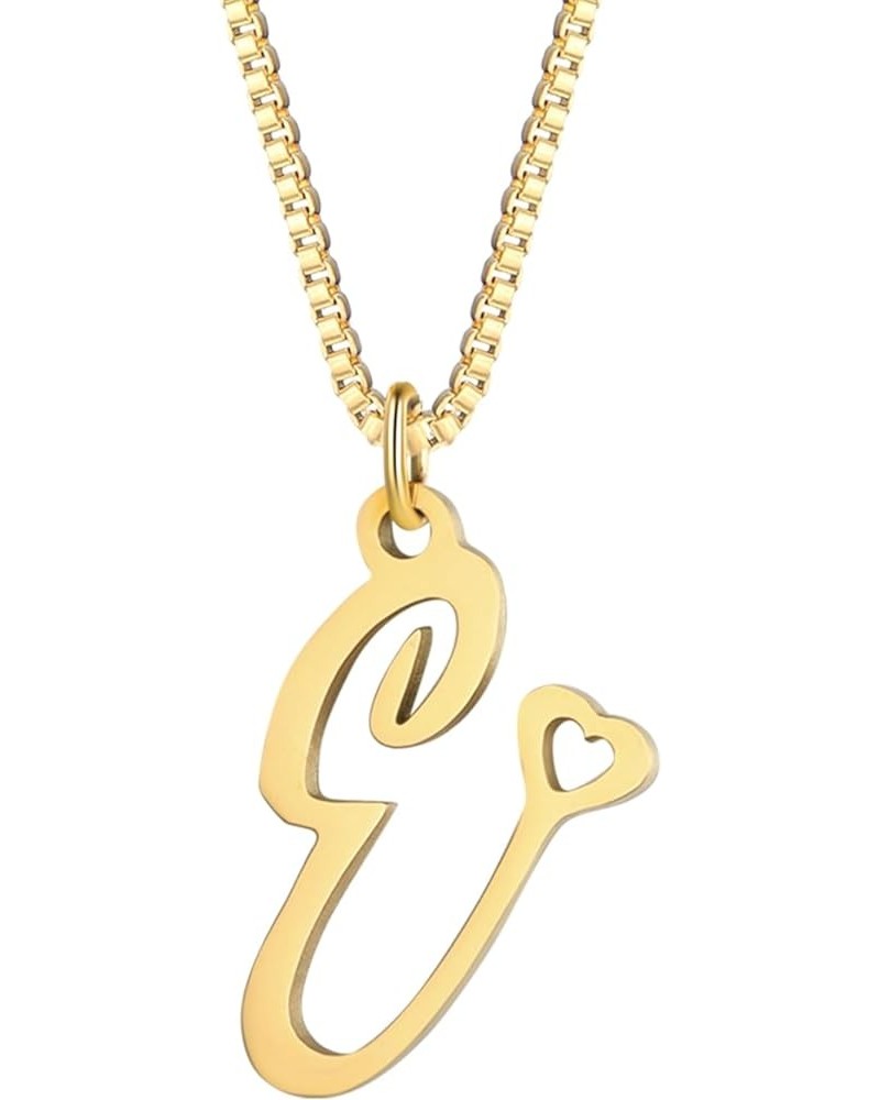 Heart Initial Necklace for Women Dainty 14K Gold Plated Letter Necklace Stainless Steel Box Chain 17+2 inch Personalized Init...