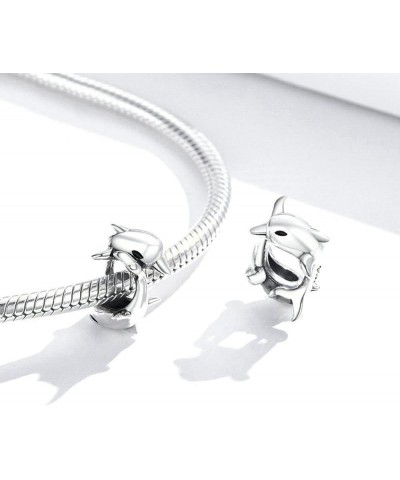 Family Dolphin Charm 925 Sterling Silver Animal Charm Ocean Charm for Charms Bracelet(Silver) Silver $10.43 Bracelets