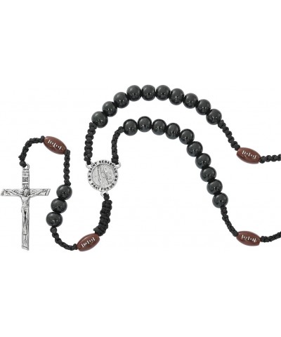 Football Sports Rosary with St Sebastian Medal Corded Sports Catholic Necklace $11.25 Necklaces