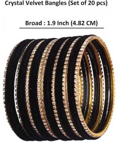 Indian Bangle Set Rhinestone CZ Crystal Velvet Bracelet Bangle Jewelry for Women (20 Pcs), Size_Size, Black Black 2-4 $10.66 ...