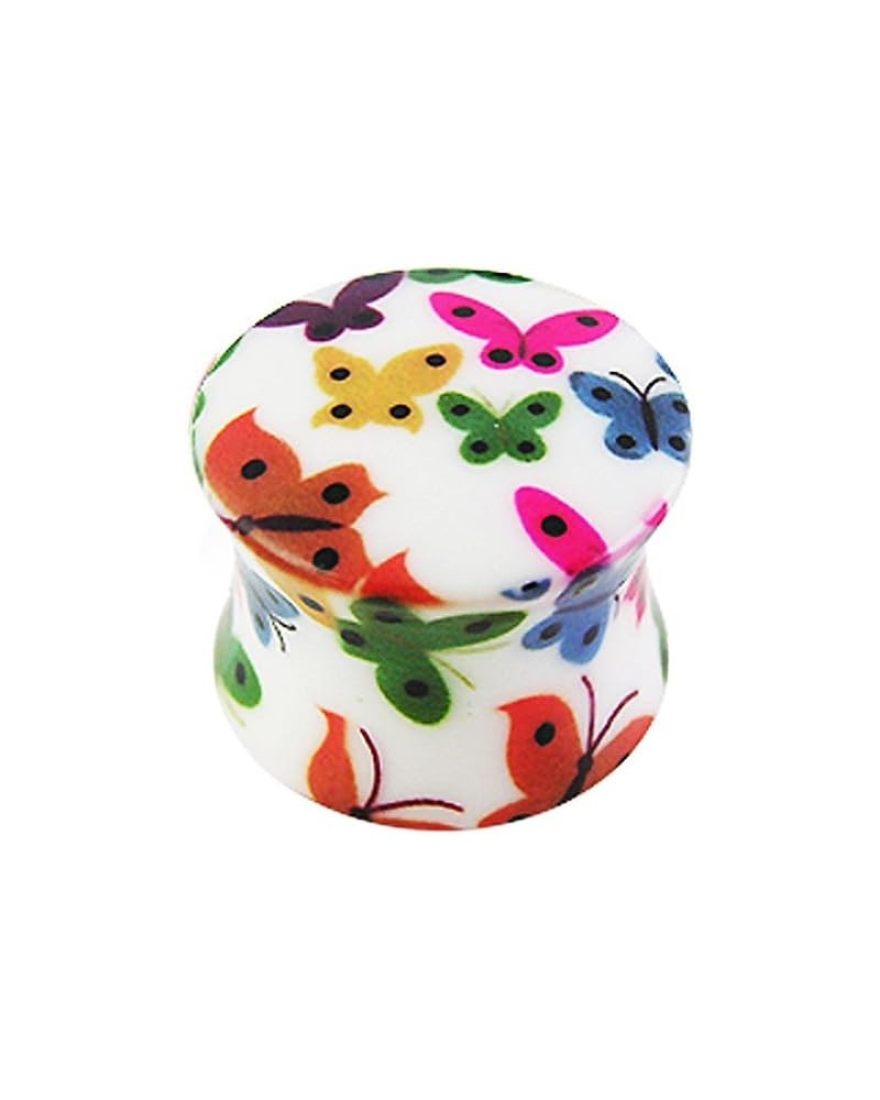 Coloful Fancy Butterfly UV Double Flared Ear Plugs - Sold by Piece 16.0 Millimeters $9.48 Body Jewelry