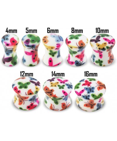 Coloful Fancy Butterfly UV Double Flared Ear Plugs - Sold by Piece 16.0 Millimeters $9.48 Body Jewelry