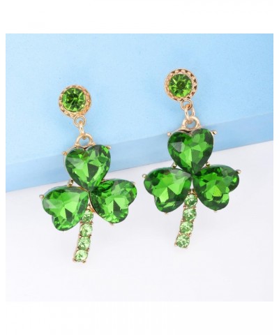 Shamrock Dangle Drop Earrings for Women Girls Green Crystal Lucky Leaf Irish Clover Statement Stud Earrings St Patrick's Day ...