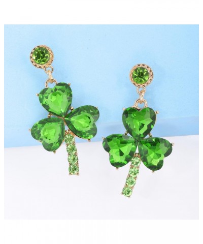 Shamrock Dangle Drop Earrings for Women Girls Green Crystal Lucky Leaf Irish Clover Statement Stud Earrings St Patrick's Day ...