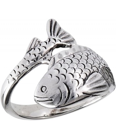 Oxidized Detailed Fish Wrap Animal Ring New .925 Sterling Silver Band Sizes 6-10 $15.49 Rings