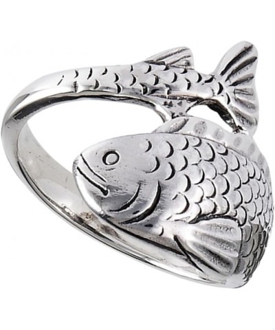 Oxidized Detailed Fish Wrap Animal Ring New .925 Sterling Silver Band Sizes 6-10 $15.49 Rings