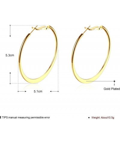 Fashion 50mm(2") Flat Big Hoop Earrings For Women Girls Silver 14k Rose Gold Large Basketball Hypoallergenic Stainless Steel ...