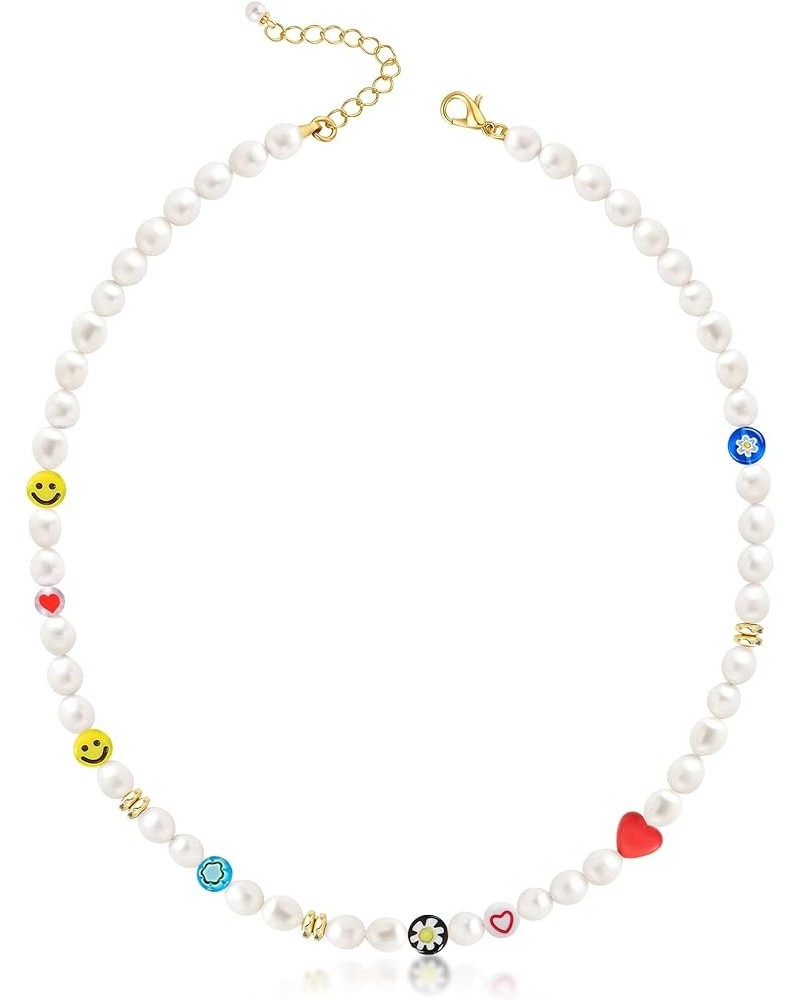 Genuine Pearl Necklace for Teen Girls/Women/Men, 16 Inches Choker/ 20 Inches Necklace 20 Inches Necklace Smiley Face Style $1...