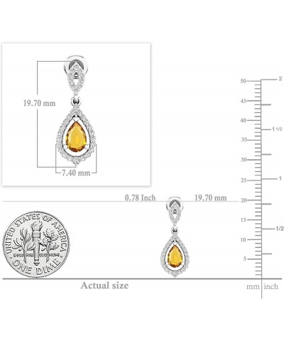 6x4mm Each Pear Gemstone & Round White Diamond Teardrop Dangle Earring for Women in 925 Sterling Silver Citrine Screw Back $5...