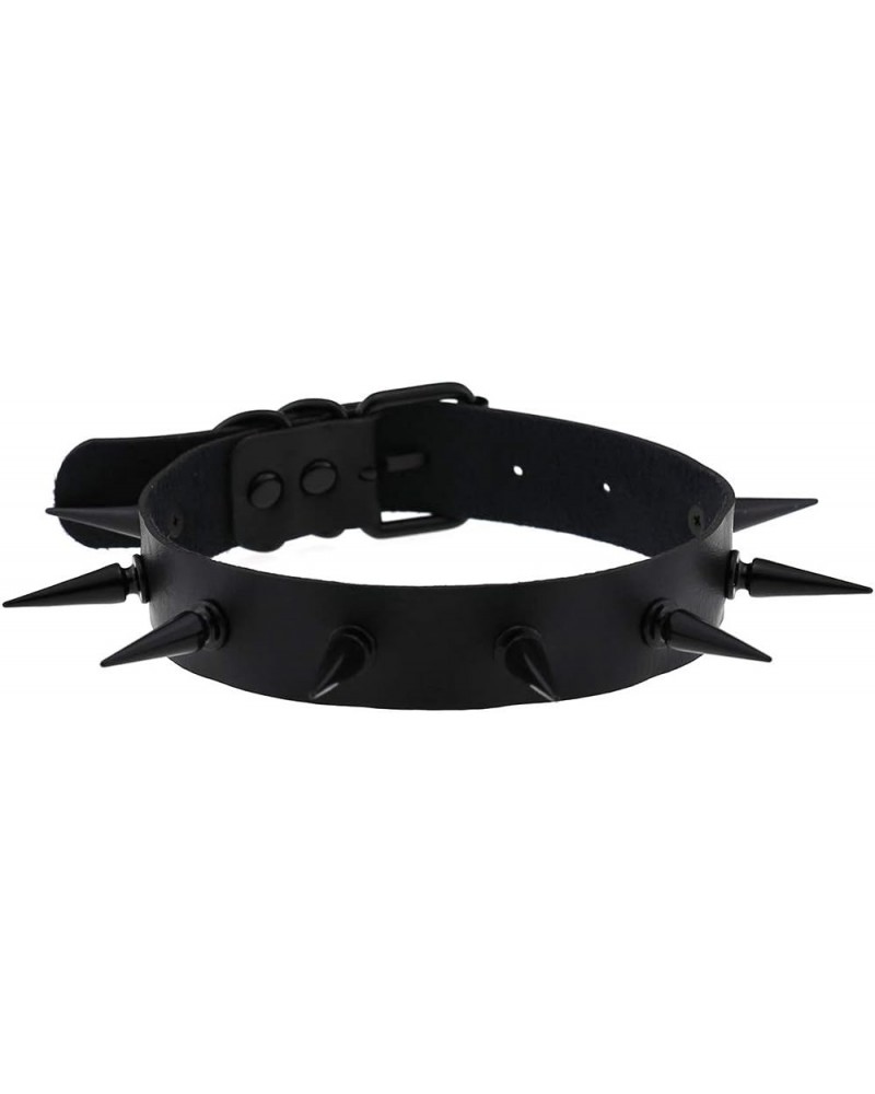 Unisex Multicolor Simulated Leather PU Black-tone/Silver-tone Spikes Rivets Spiked Punk Rock Gothic Choker Collar Necklace Bl...