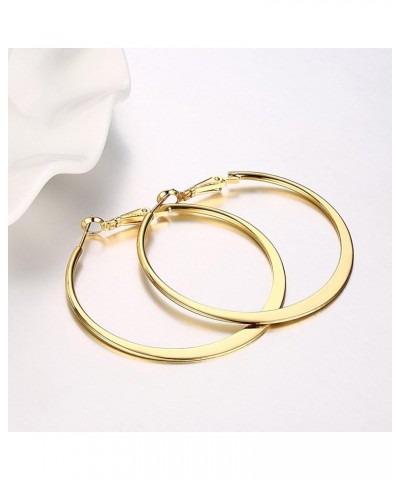 Fashion 50mm(2") Flat Big Hoop Earrings For Women Girls Silver 14k Rose Gold Large Basketball Hypoallergenic Stainless Steel ...