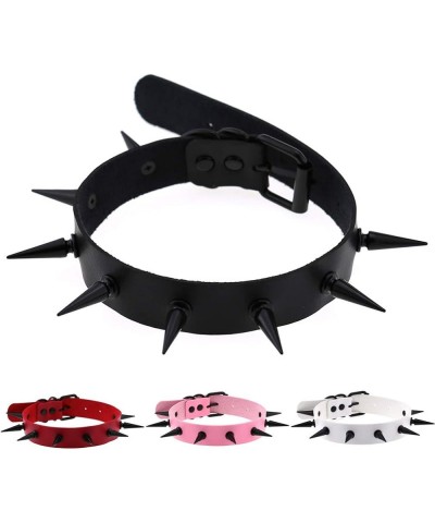 Unisex Multicolor Simulated Leather PU Black-tone/Silver-tone Spikes Rivets Spiked Punk Rock Gothic Choker Collar Necklace Bl...