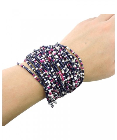 Multi Layers Seed Beads Wide Bangle Strand Bracelet for Women (BR1167)… BR1167-royal blue $10.90 Bracelets