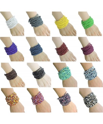 Multi Layers Seed Beads Wide Bangle Strand Bracelet for Women (BR1167)… BR1167-royal blue $10.90 Bracelets