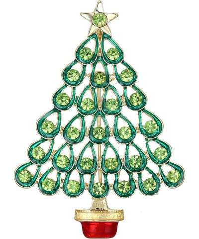 Women's Christmas Tree Brooch Xmas Star Teardrop Hollow Rhinestone Pin Costume Gift Emerald Color Gold-Tone $8.14 Brooches & ...