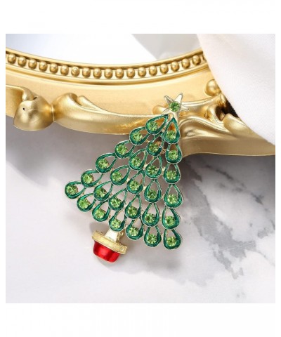 Women's Christmas Tree Brooch Xmas Star Teardrop Hollow Rhinestone Pin Costume Gift Emerald Color Gold-Tone $8.14 Brooches & ...