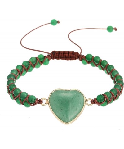 Handmade Natural Stone Gemstone Bead Braided Adjustable Bracelets for Women Green Aventurine $7.79 Bracelets