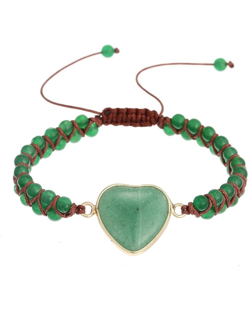 Handmade Natural Stone Gemstone Bead Braided Adjustable Bracelets for Women Green Aventurine $7.79 Bracelets