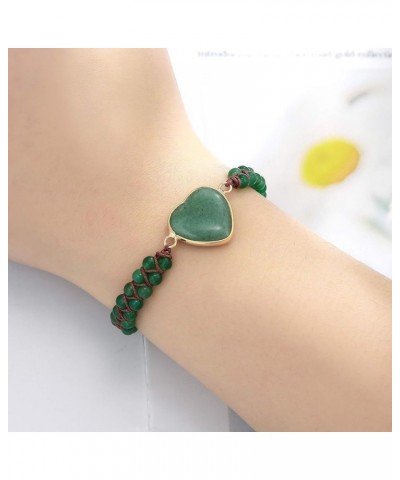 Handmade Natural Stone Gemstone Bead Braided Adjustable Bracelets for Women Green Aventurine $7.79 Bracelets