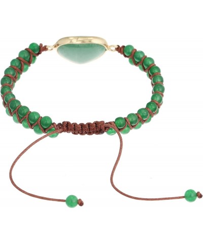 Handmade Natural Stone Gemstone Bead Braided Adjustable Bracelets for Women Green Aventurine $7.79 Bracelets