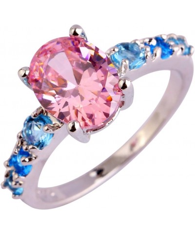 Women's 925 Silver Plated Oval Creted Morganite Bridal Promise Rings Pink $3.63 Rings